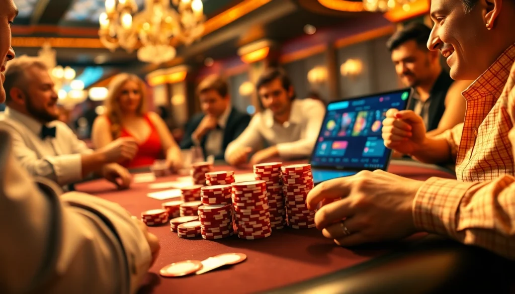 The high-stakes poker game featuring colorful chips and cards at https://789betthailan.com/, illustrating the excitement of casino gambling.