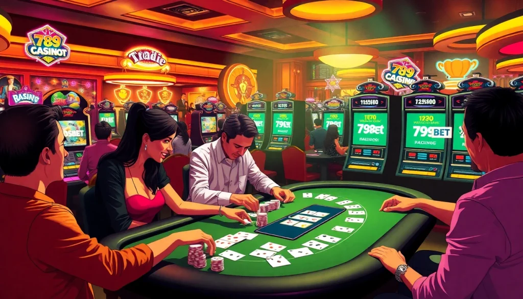 Experience thrilling gameplay at https://789bet.racing/ with vibrant casino tables, chips, and players in high-stakes action.
