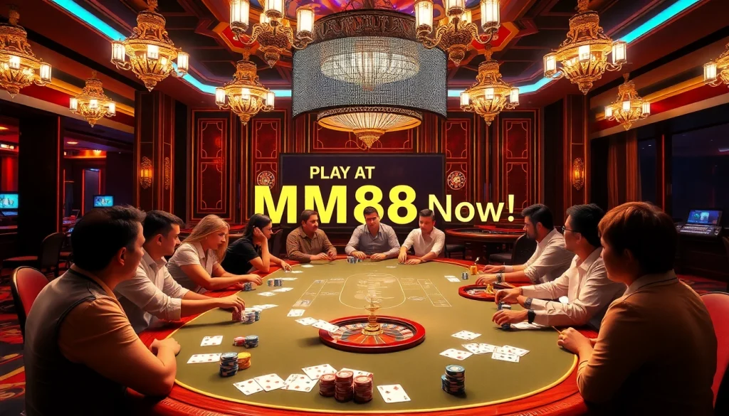 MM88 Casino's high-stakes poker table with players enjoying the thrill of the game.