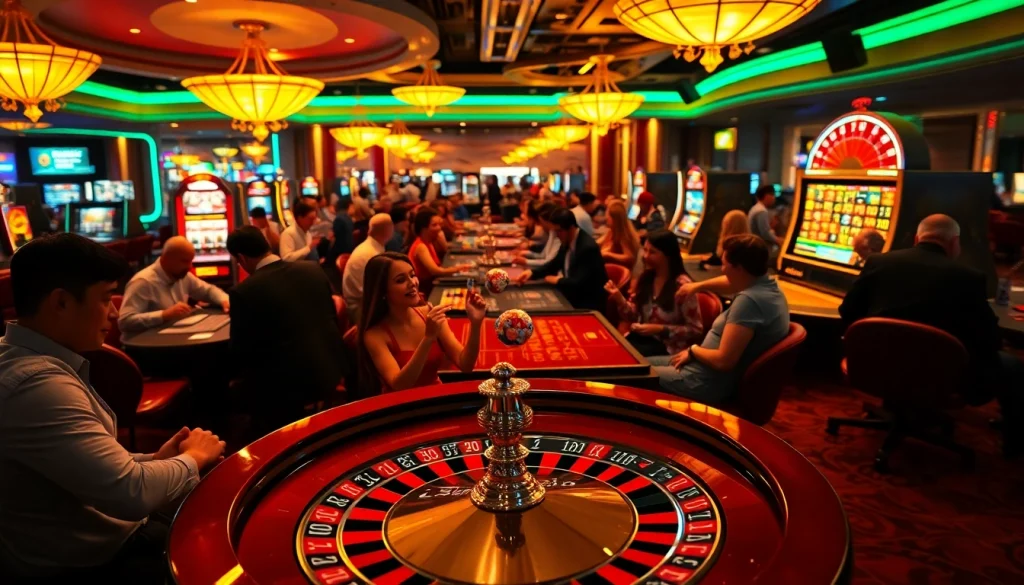 At https://88aamobi.com/, players excitedly engage at roulette wheels and slot machines.