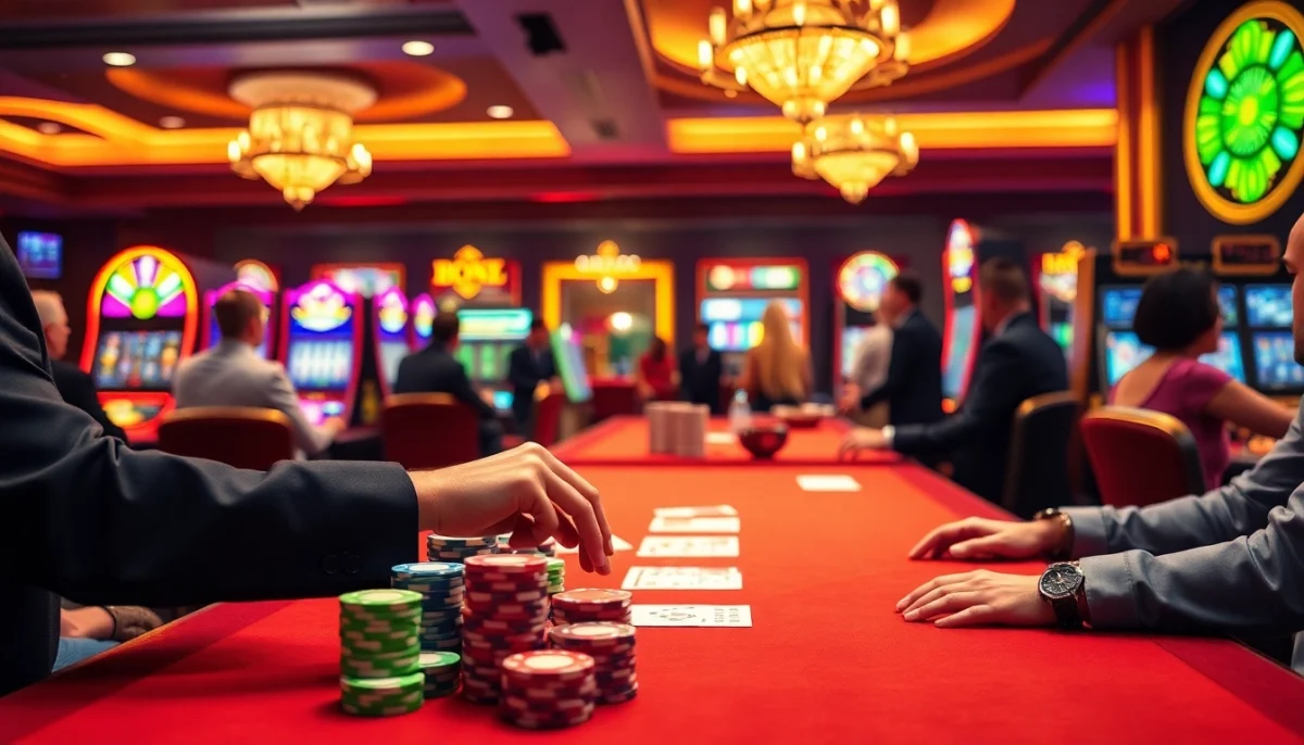 U888 casino scene with engaging players at a vibrant table game.