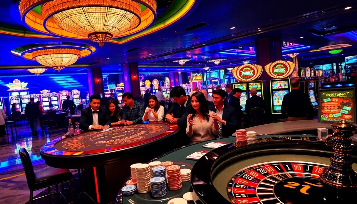 Engage in thrilling gameplay at nohu.wiki with diverse casino activities, featuring blackjack tables, vibrant slot machines, and strategic card games.