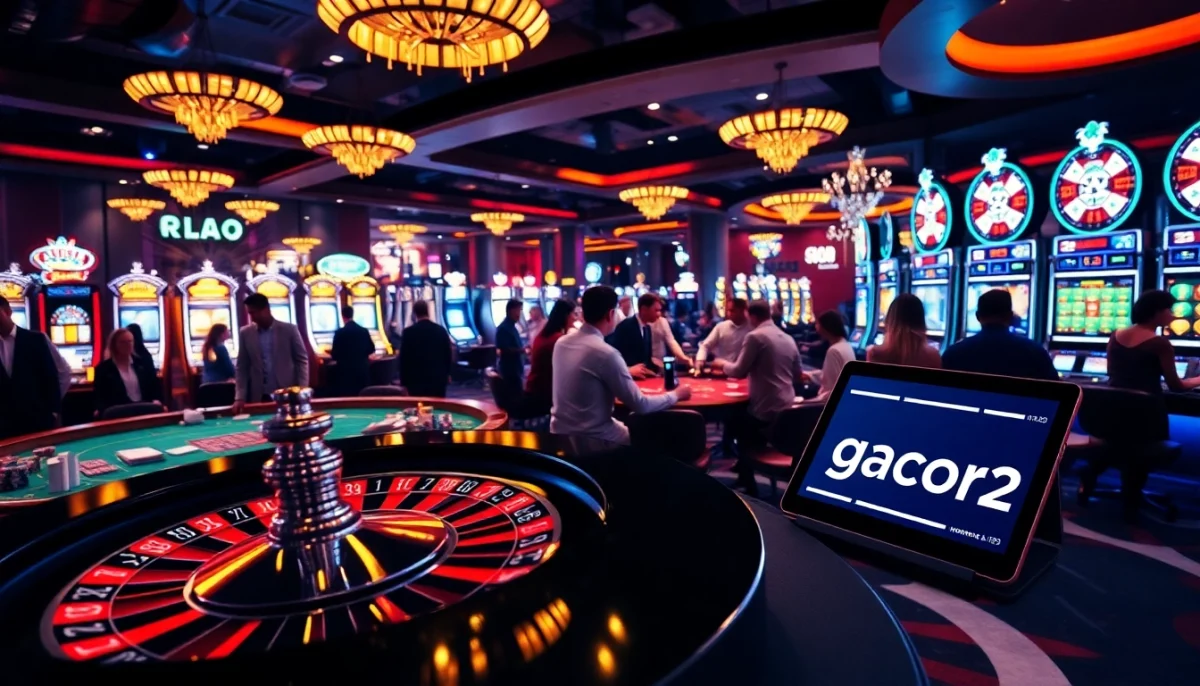 Players at gacor123 tables experiencing thrill and excitement in a lively casino setting.